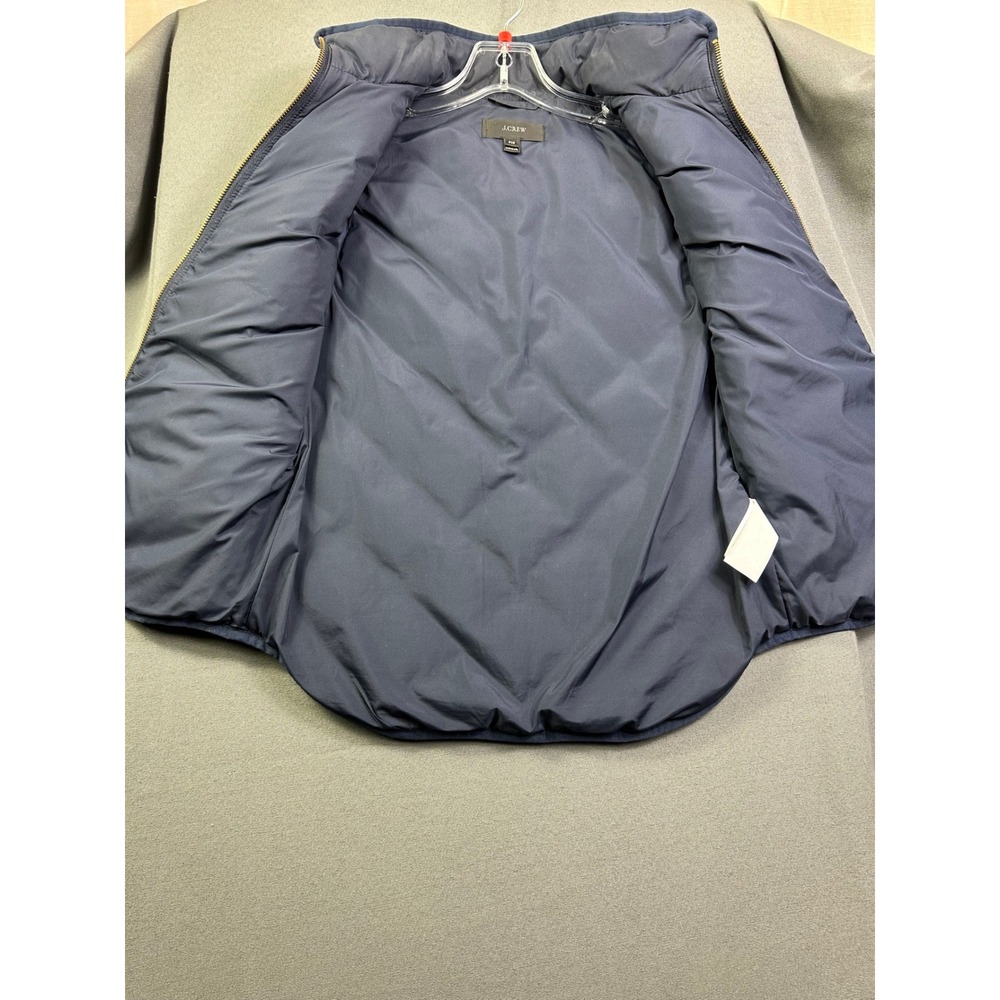 J.Crew‎ Excursion Quilted Puffer Vest Women's Navy Blue Gold Snaps Down Fill PXS - Picture 3 of 10